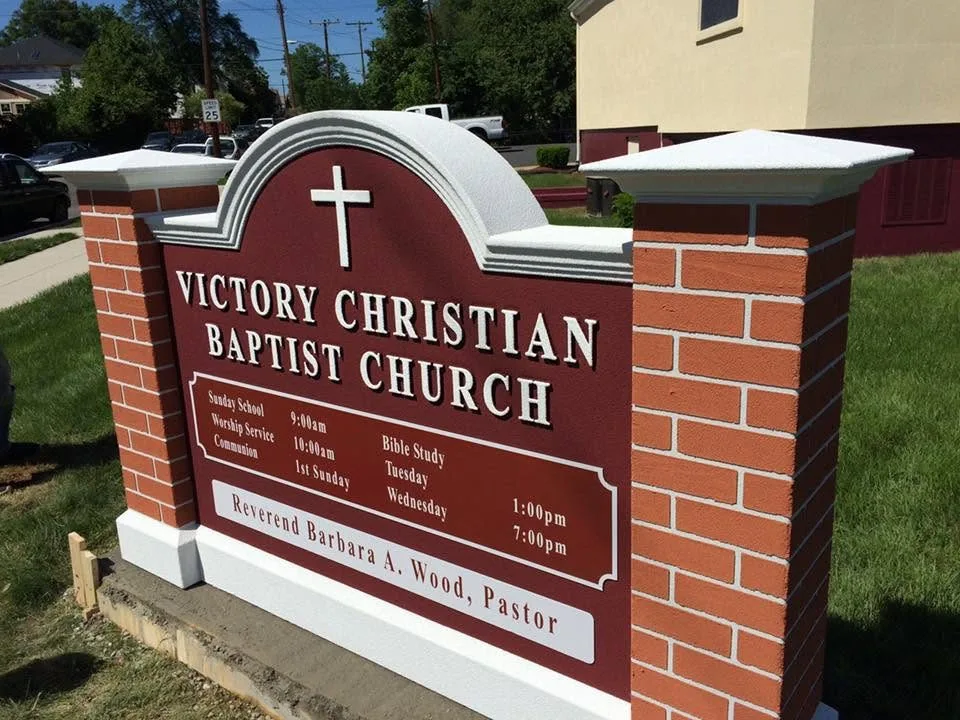 Brick monument sign — Victory Christian Baptist Church